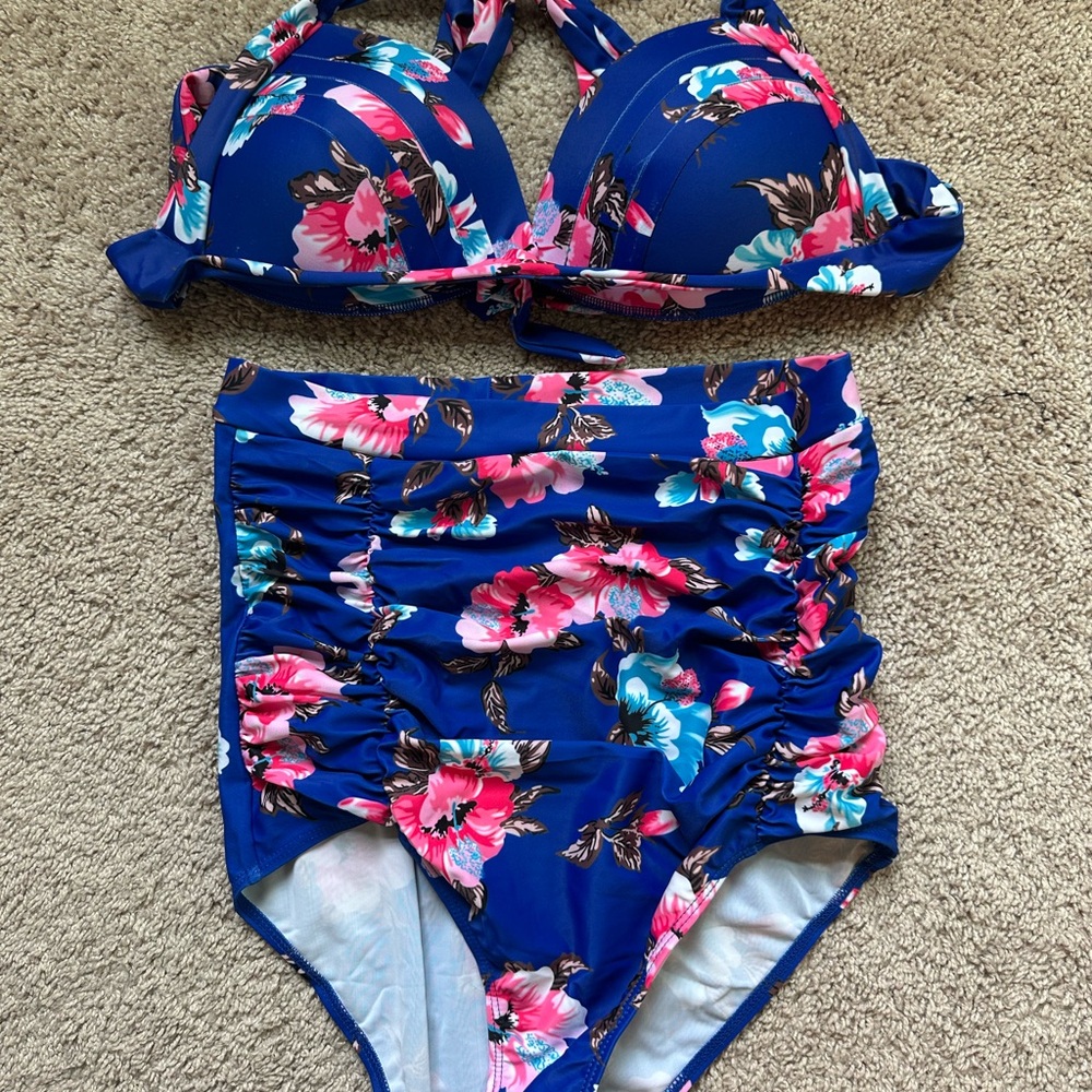 Floral Blue Bikini Set